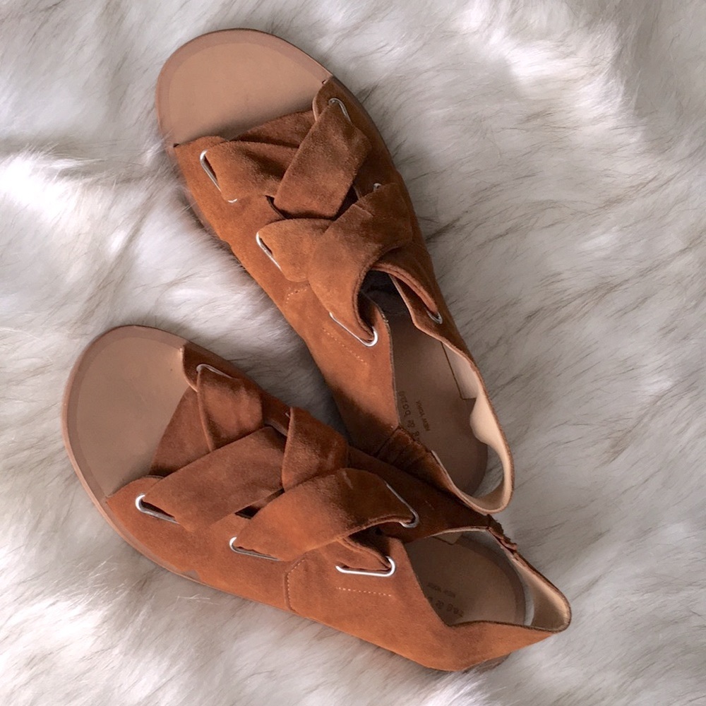 RAG & BONE GENUINE SUEDE LEATHER ‘’ELDA’’ COGNAC CORSET SANDAL - Picture 3 of 8